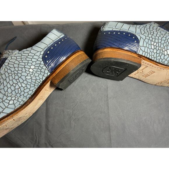 Stacy Adams Men’s Croc Embossed Leather Dress Shoes Blue Lace-Up Oxfords 10M main image 14